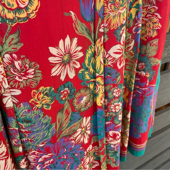 Geiger Vintage Floral Wool Red and Green Women's Midi Skirt Made in Austria - Picture 4 of 8